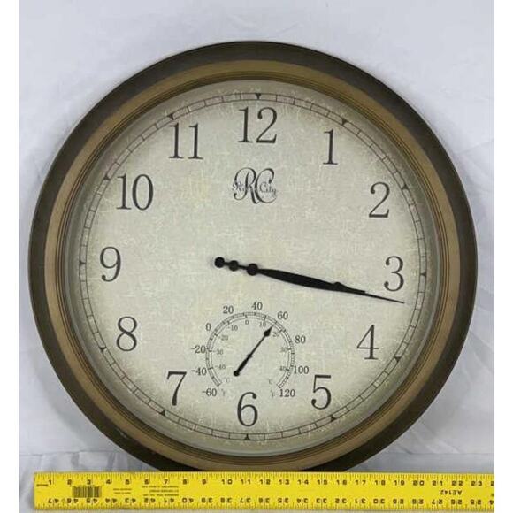 River City 24" Wall Clock No.6 Indoor Outdoor Temp Hygrometer Vintage Style - Picture 7 of 7